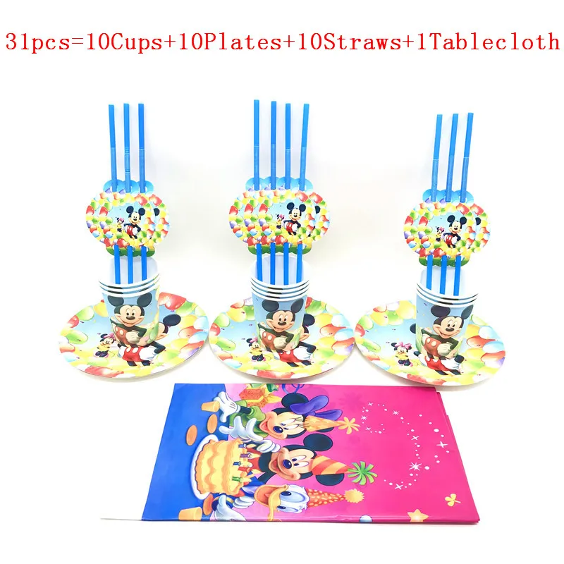 

Микки Маус вечерние принадлежности скатерть чашка тарелка украшения детский день рождения вечерние поставки Baby Shower Горячие вечерние украш...
