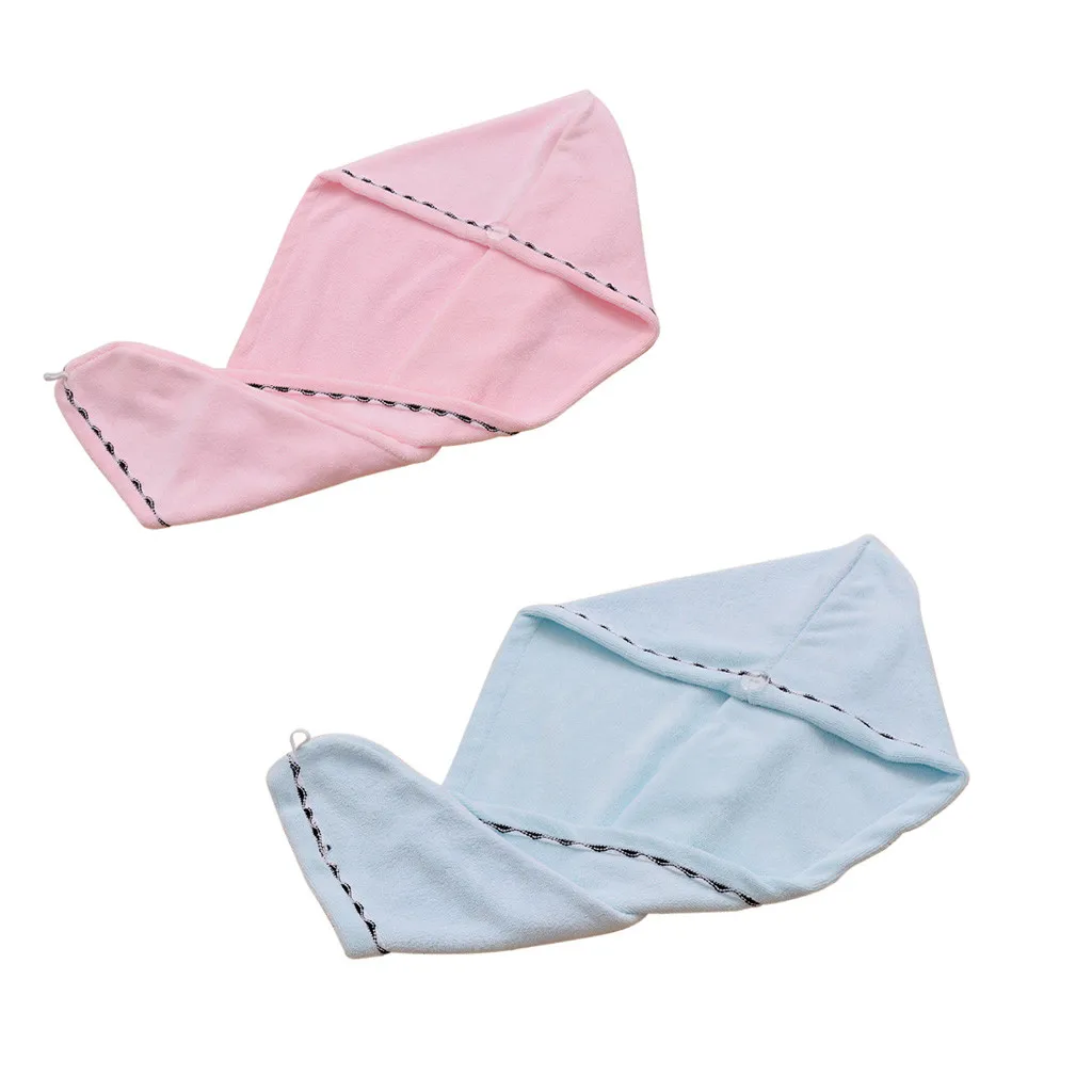 A 2PCs Microfiber Bath Towel Hair Quick Drying Lady Bath Towel Soft Shower Cap Hat for Lady Man Turban Head Wrap Bathing Tools#S - Цвет: A