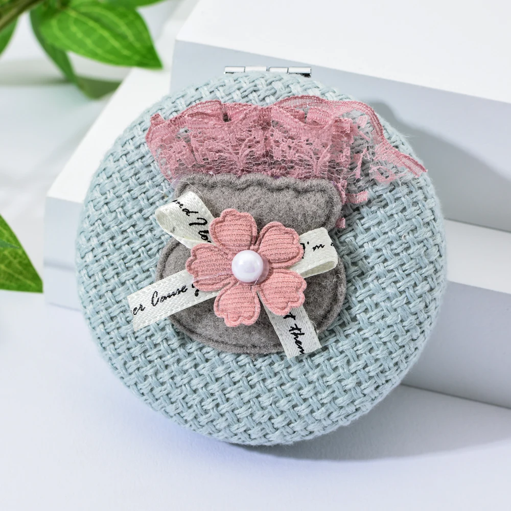 Vicney Модный Круглый Карманный складной тканевый макияж зеркало простой небольшой