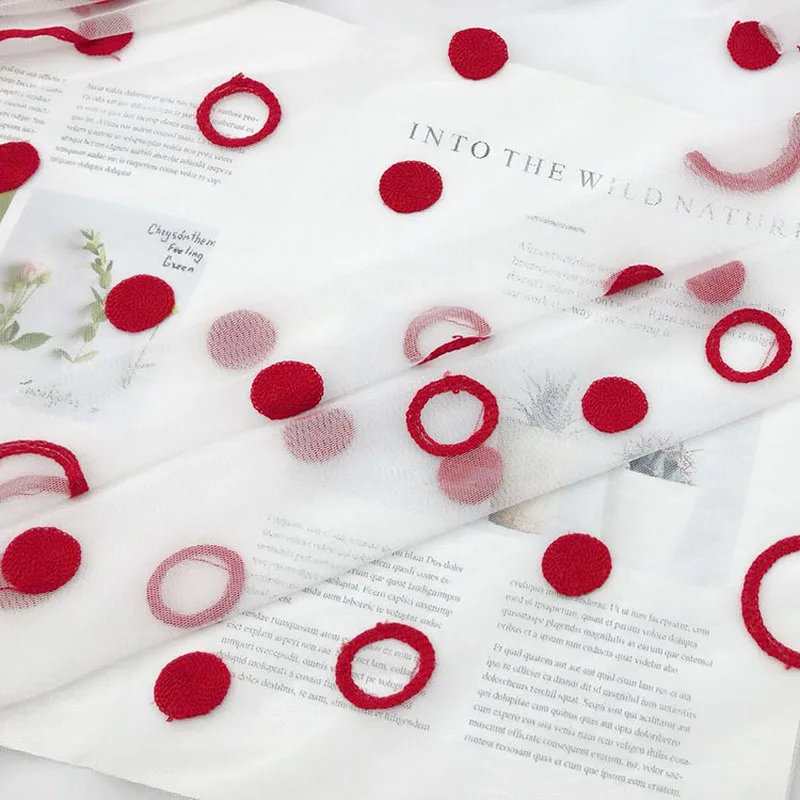 135 см X100CM Симпатичные кисточки с маленькими круглыми вышивать сетчатая ткань для