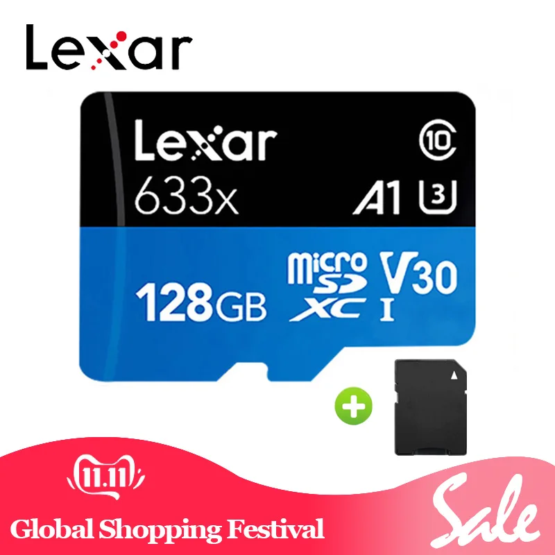 Lexar 633X слот для карт памяти 64 ГБ 128 ГБ 256 ГБ 512 Гб Micro SD карта SDXC 95 МБ/с. TF карты флэш накопитель usb для смартфонов