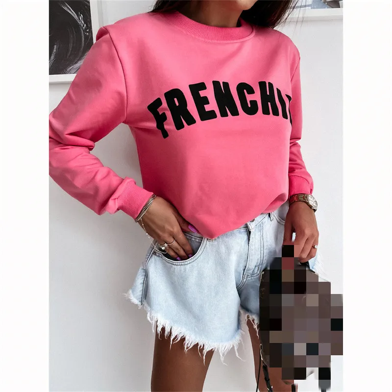 

Женский Свитшот оверсайз с длинным рукавом и круглым вырезом