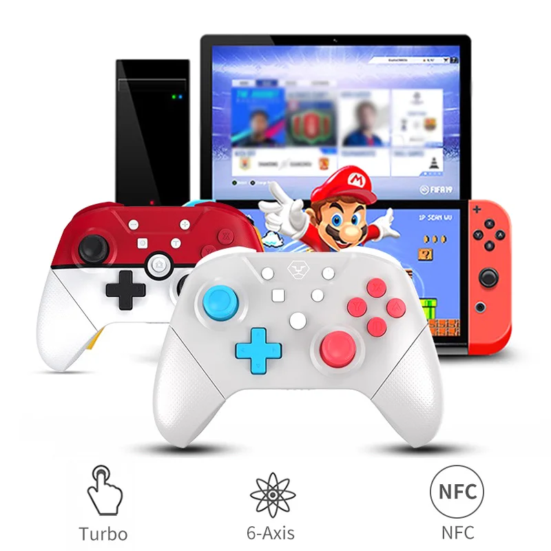 

Wireless Gamepad Bluetooth Controller for Nintendo Switch Pro NS Lite PC NFC Turbo 6-Axis Doublemotor 3D Joysticks