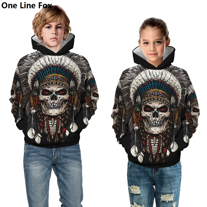 Толстовка с капюшоном для мальчиков и девочек OneLineFox детский пуловер 3D принтом