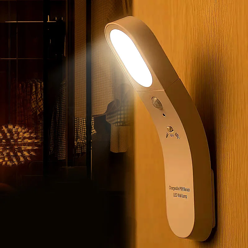 

USB Charging Night Light LED Motion Sensor Human Body Induction Wall Lamps Bedside Lamp Smart Control Emergency Flashlight