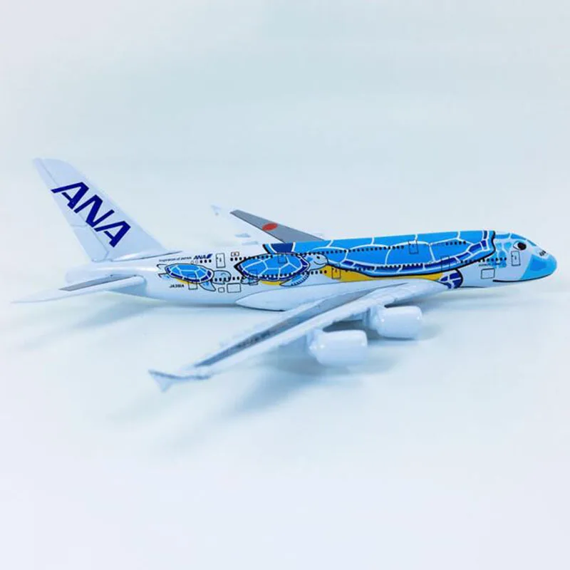 14CM 1:500 Scale Japan A380 Blue Turtle Lani ANA Airlines Alloy Aircraft Planes Model Airplanes Plane Toy collectible display images - 6