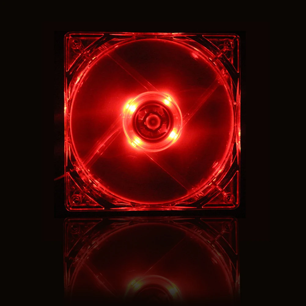 

12cm 120mm RED LED Transparent Frame DC 12V 4Pin Computer PC Case Cooler CPU Cooling LED Fan Sleeve bearing 120 x 120 x 25 mm