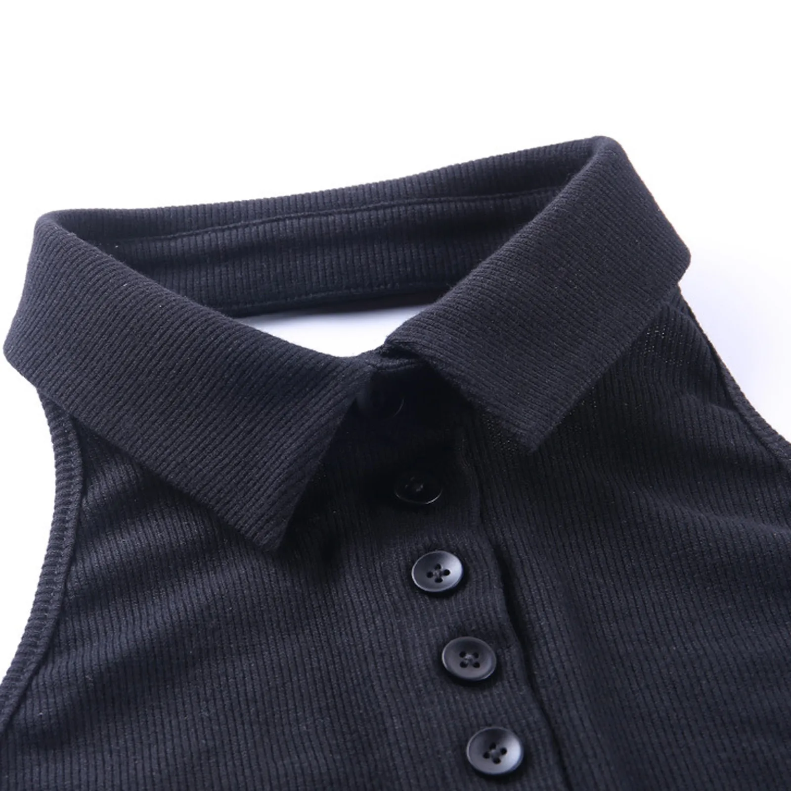 

Women's Fashion Casual Solid Color Lapel Sexy Short Open Navel Button Vest
