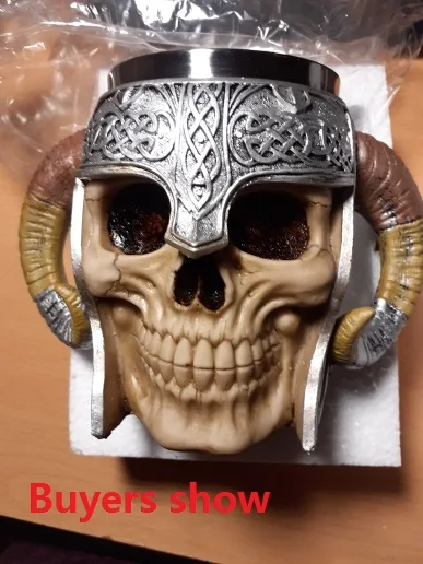 Stainless Steel Skull Mug Viking Drinking Cup Skeleton Resin Beer Stein Tankard Coffee Tea Halloween Bar Drinkware Gift | Дом и сад