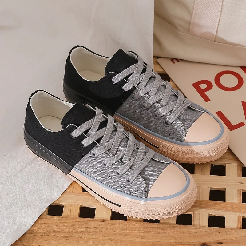 

Female Casual Shoes Spring New Ladies Vulcanized Shoes Fashion Mixed Colors Canvas Shoes Breathable Flat Sneakers Womens