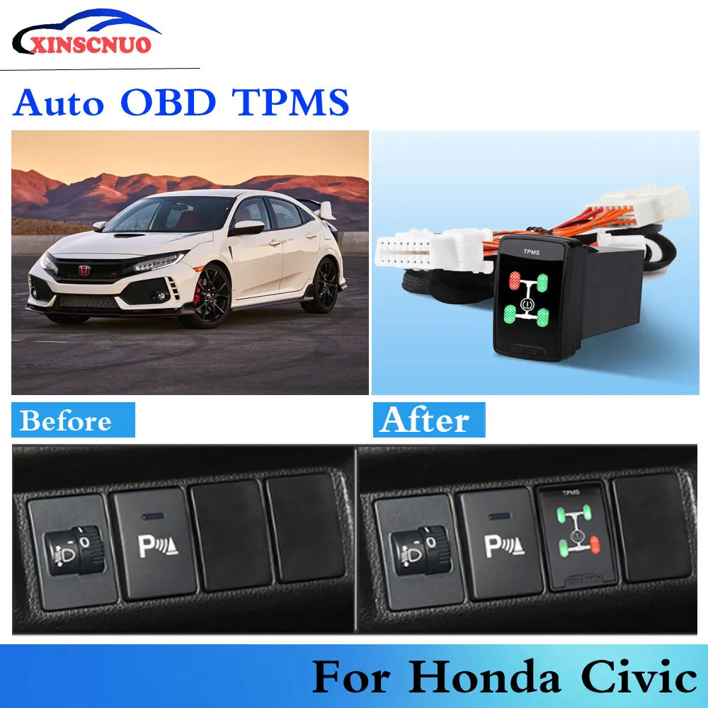 Автомобильный OBD TPMS Давление мониторинга Системы для Honda Civic 2012 2017 2018 Авто