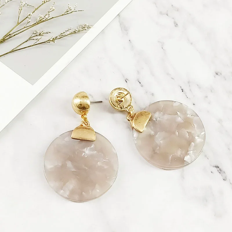 Cpop модные круглые акриловые серьги для женщин маленькие белые серьги-подвески из