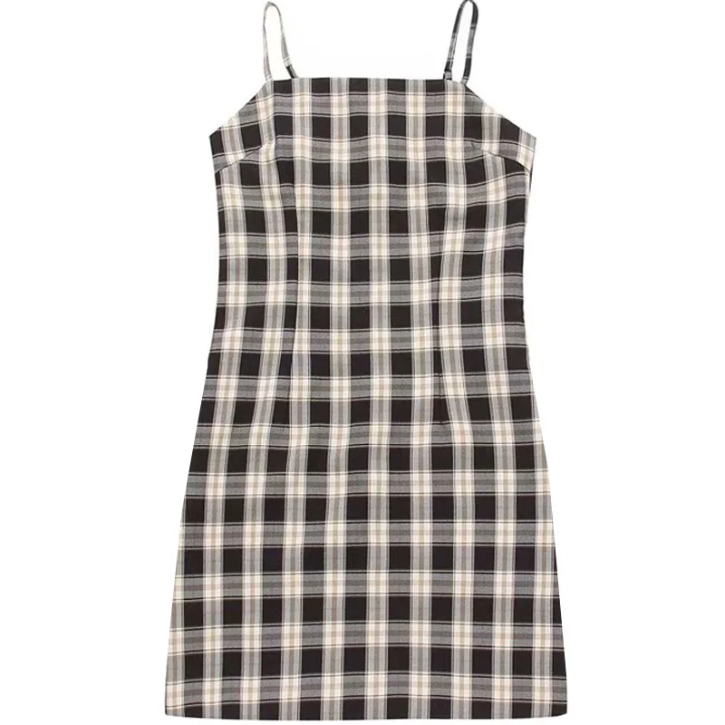 

French Minority Retro Spring and Summer New Women's Pattern Contrast Color Fit Suspender Skirt Waist Slimming Dress Skirt