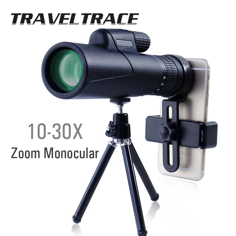 

10-30X Monocular Telescope for Smartphone Zoom 40X60 Military Hunting Optical Travel Scope Powerful HD Professional Bak4 Clear