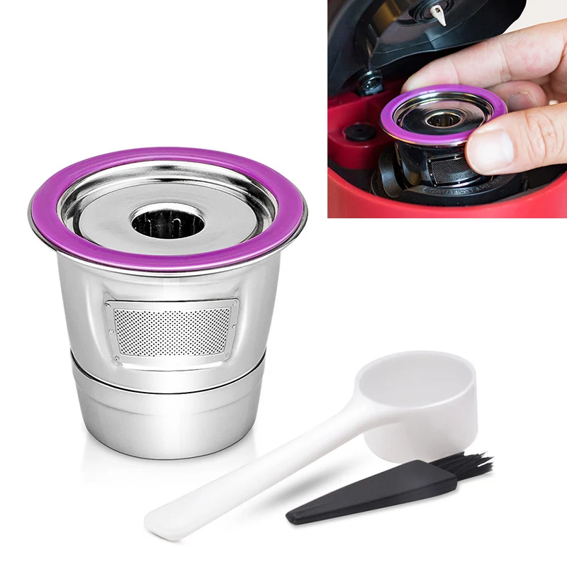 Sets Plastics Spoons Brush K-Cups For Keurig K200-K560 Stainless Steel Reusable Coffee Capsule Cup Coffeware |