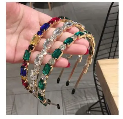 women hairbands gemstone color diamond headband wild personality style fashion hair tiara hairpins | Hair Grips