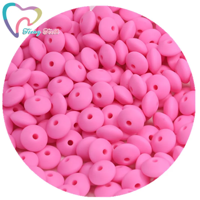 Pink Teeny Teeth 20 шт. Силиконовые Прорезыватели для зубов Abacus бусины в форме чечевицы DIY цепочка для прорезывания зубов красочные чечевицы Силиконовые Прорезыватели блюдца свободные бусины - Цвет: Pink