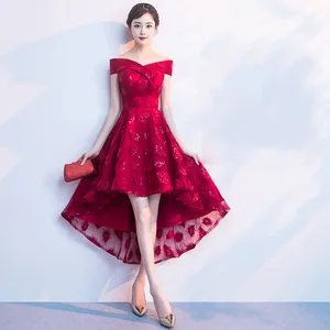 Bridesmaid dress lace red dress banquet dress cheongsam modern sexy slim temperament elegant new dress chinese dress girl Bridesmaid dress lace red dress banquet dress cheongsam modern sexy slim temperament elegant new dress chinese dress girl