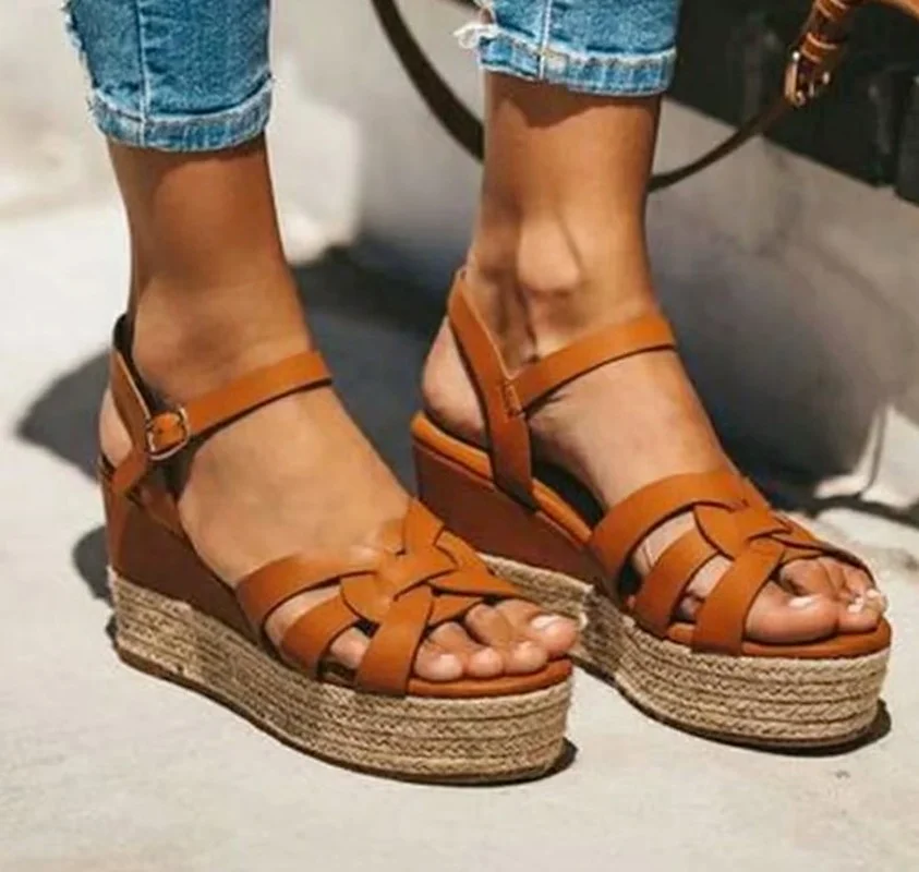 

Women's Sandals Summer New Hemp Rope Woven Hollow Flat Sandals Outdoor Open Toe Comfortable Casual Shoes Zapatos De Mujer 2021