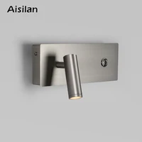 aisilan led wall lamps infinite dimming light bedroom study room sconce adjustable with switch bedside reading nickel wall light