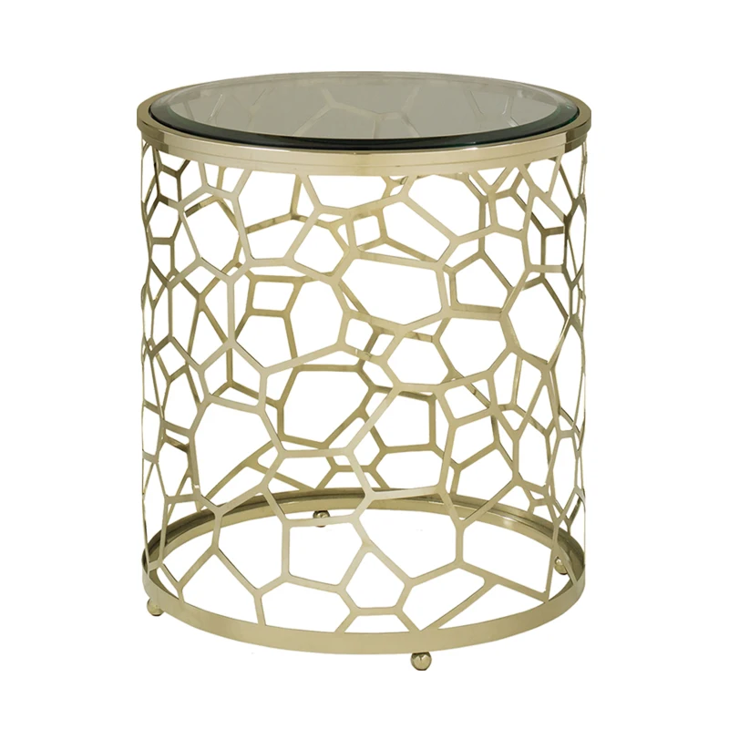 

TT Light Luxury Ice-Breaking Side Table Glass Table Small Coffee Table Irregular Pattern Home Corner Table