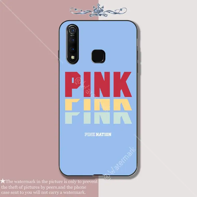 

YJYDNHBD PINK PINK soft TPU black case cover for vivo u3x Y11 Y12 Y19 Y81 Y91C V9 V17 V15 pro coque