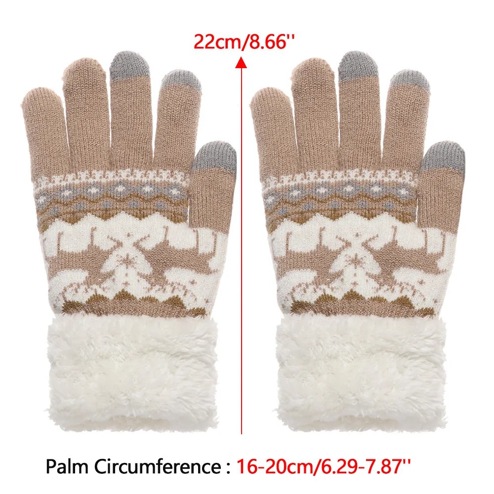 Зимние плотные кашемировые перчатки женские вязаные теплые с пальцами для