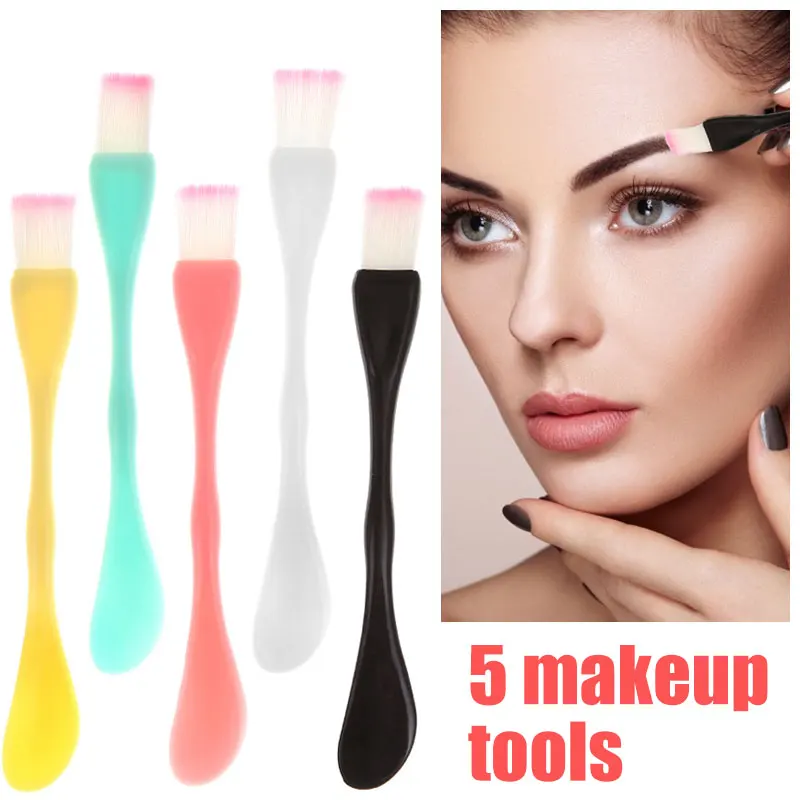 

One Brush Dual-purpose Facial Mask Brush Set 5 Pieces Of Smooth And Soft Skin-friendly Bristles Head Brush With Mixed Spatula