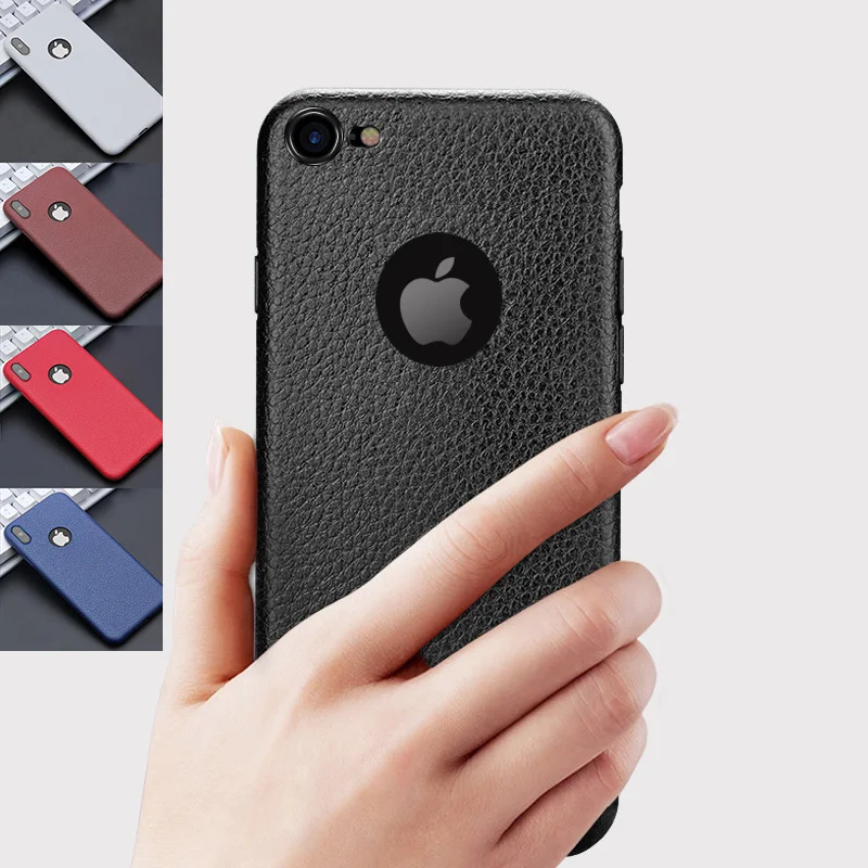 Роскошный кожаный мягкий ТПУ чехол для мобильного телефона iPhone 8 7 6 6s Plus черный