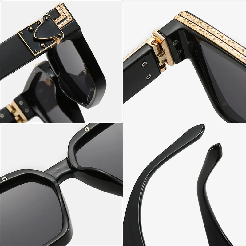 SO &amp EI ретро панк стиль негабаритные Квадратные Солнцезащитные очки Мужские Ins