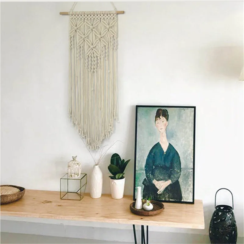 Ручной работы гобелен в стиле бохо Макраме Тканые настенные Висячие украшения