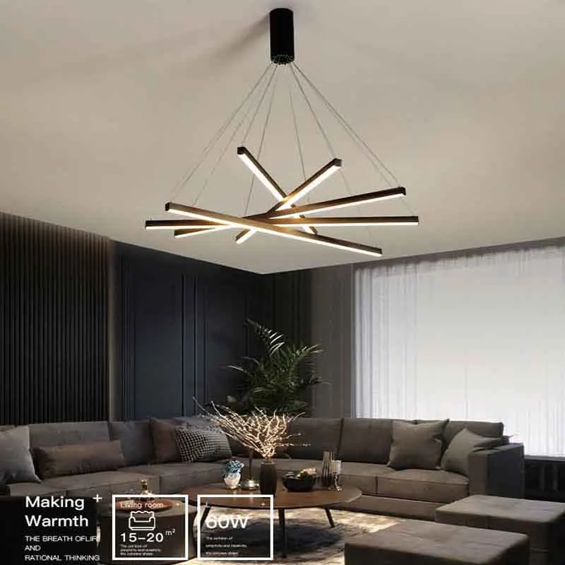 

Modern Minimalist Creative Aluminum LED Chandelier Indoor Staircase Long Line Lamp Ceiling Chandeliers Duplex Apartment Lights