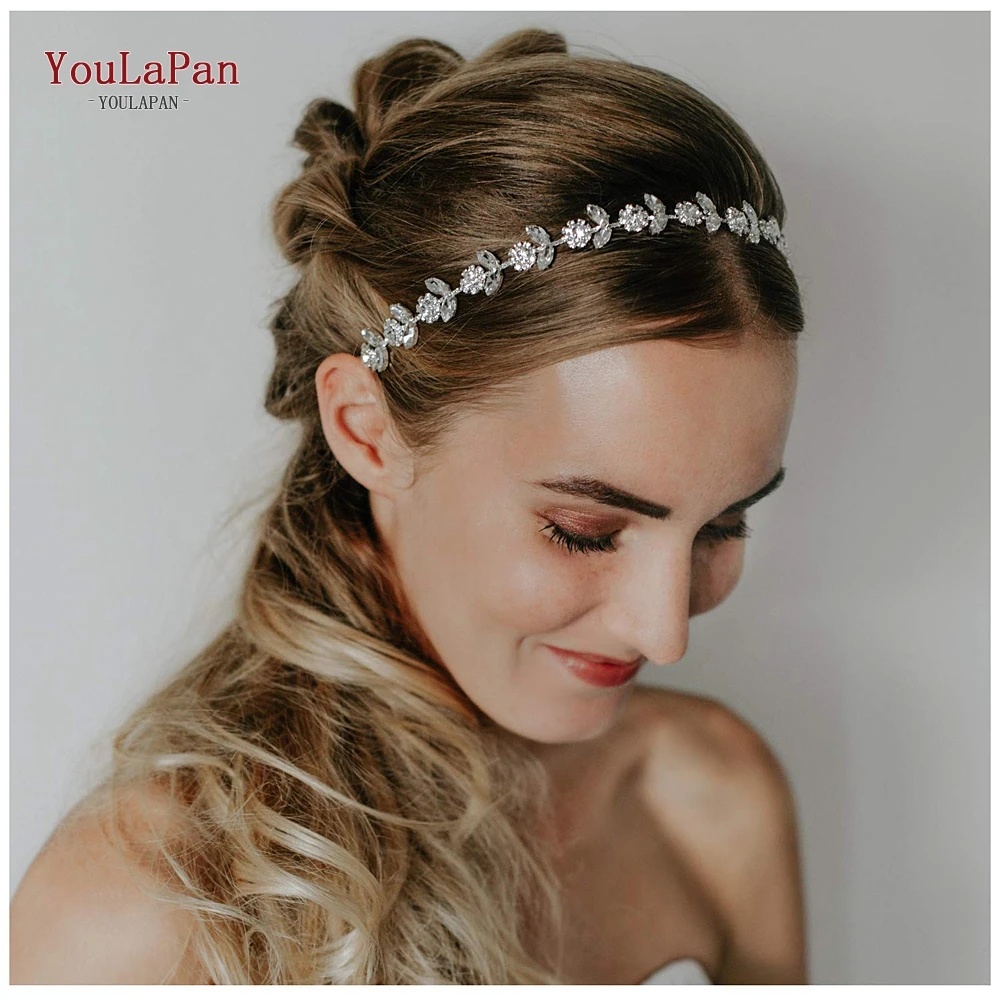 

YouLaPan Wedding Head Piece Bridal Hair Accessories Silver Diamond Bridal Headbands Bridal Tiaras and Crowns Sparkling HP309