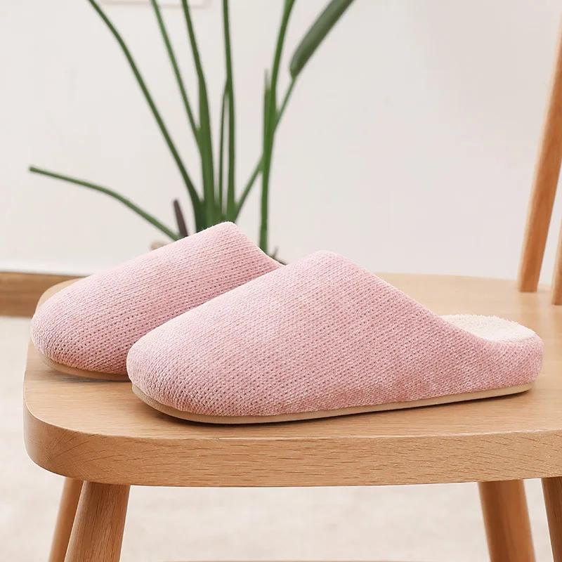 

Autumn and Winter New Coral Velvet Cotton Slippers Home Warm Floor Home Half-pack with Solid Color Couple Cotton Shoes Women
