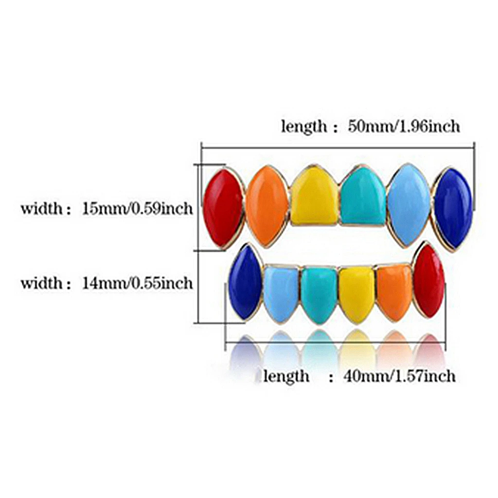 

18K Gold Plated Hip Hop Teeth Grill Top Fangs Bottom Grill Halloween Dress Up