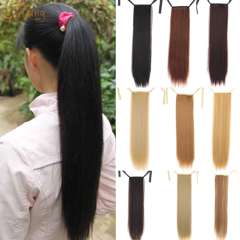

TALANG Long straight Clip In Hair Tail False Hair Ponytail Hairpiece With Hairpins Synthetic Hair Pony Tail Hair Extension