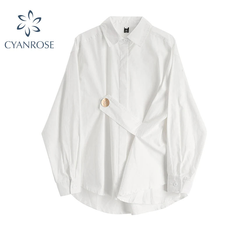 Женская блузка с длинным рукавом модная дизайнерская белая однобортная