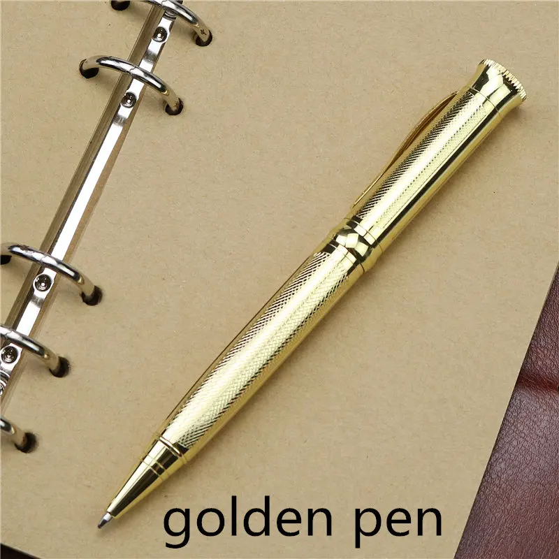 golden pen Вращающаяся телескопическая шариковая ручка, высокое качество, полностью металлическая шариковая ручка, темно-серый, розовое золото, серебро, золото, деловой подарок - Цвет: golden pen