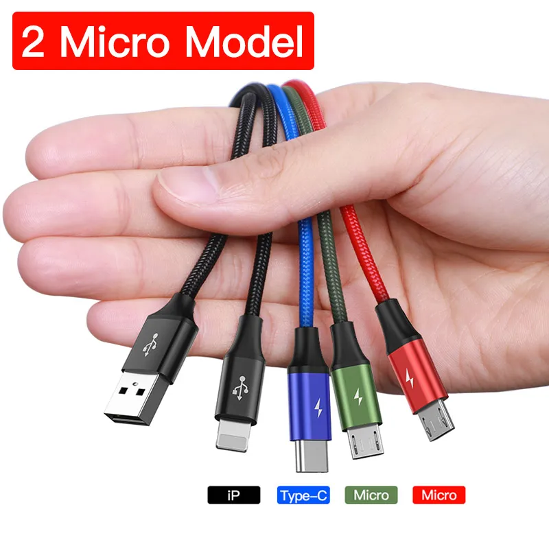 Baseus usb type-C кабель для iPhone 11 XR Кабель зарядного устройства 3 в 1 USB кабель USB C для samsung S10 huawei P30 mate 30 Micro USB кабель - Цвет: 2 Micro 4 in 1 Cable