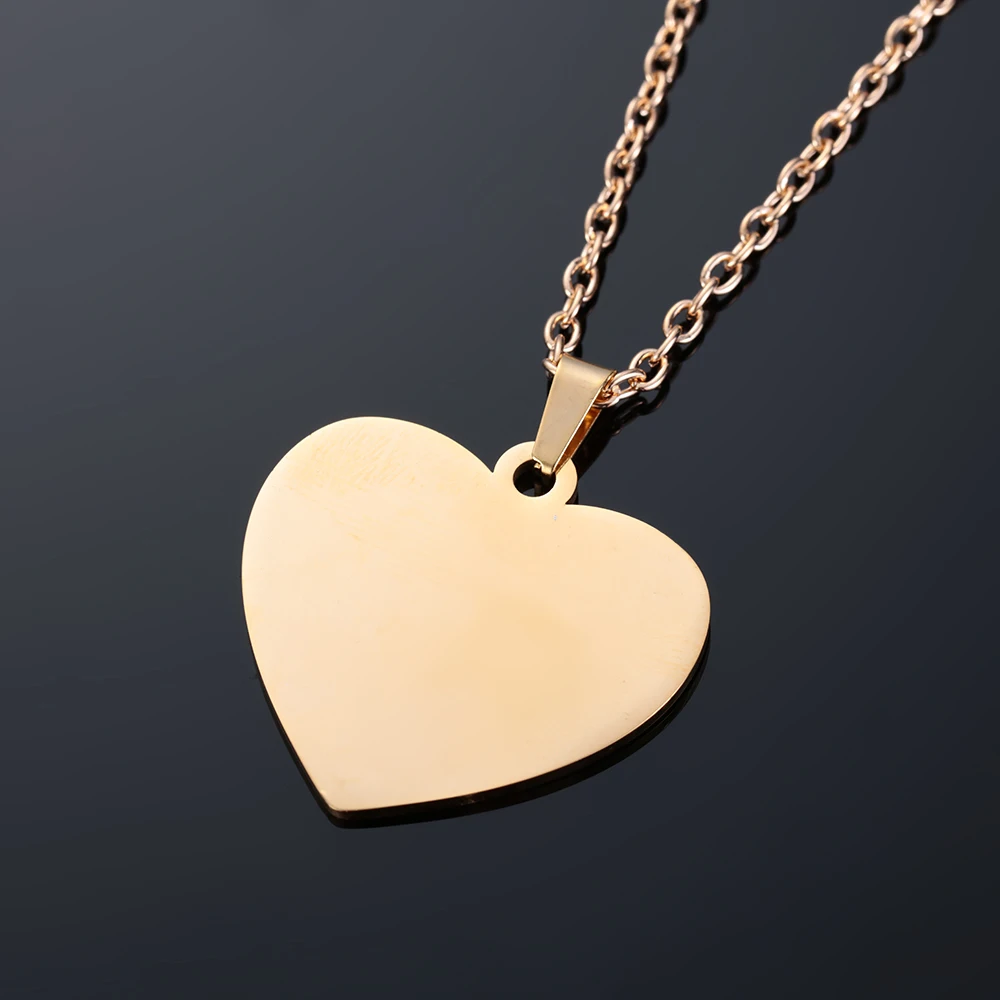 1 шт. ожерелья в форме сердца для женщин из нержавеющей стали гравированное