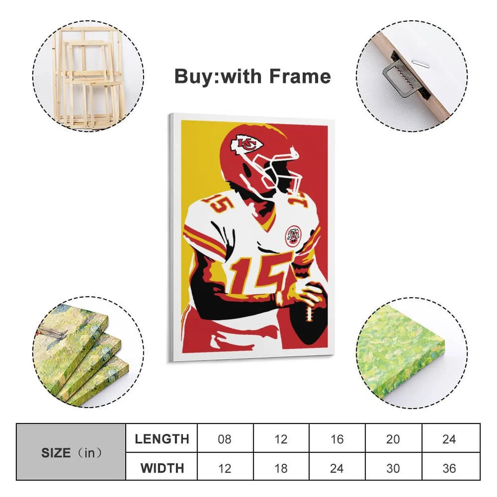 

Decor 15 Patrick Mahomes Print Painting Canvas Hang A Picture for Living Room Wall Room Posters With Frame Modern Home