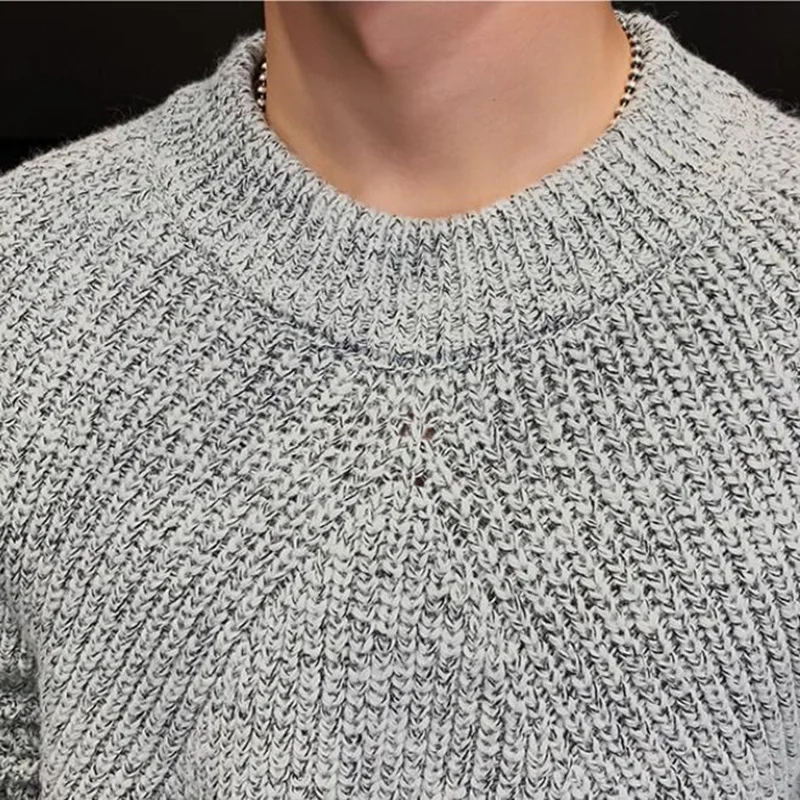 Мужской Хлопковый облегающий пуловер повседневный вязаный джемпер в Корейском