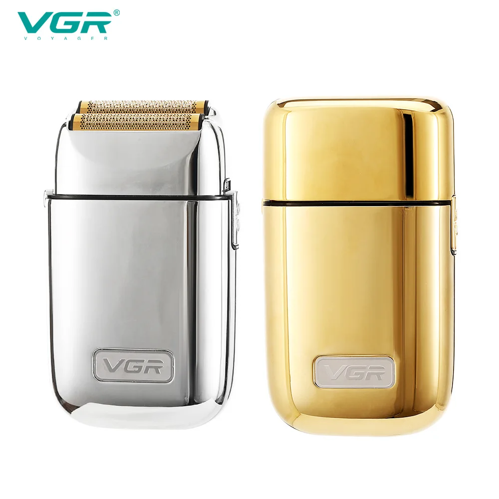 

VGR 398 Electric Shaver Personal Care USB Mini Face Razor Chargable Portable Full All Metal Leather Case Reciprocating V398