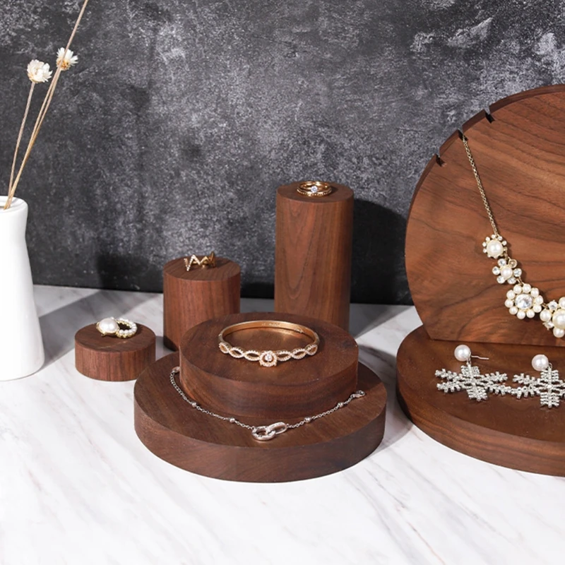 

Wood Necklace Stand Holder Shelf Jewelry Display Rack Bracket Rings Earrings Organizer for Woman Girl Gifts