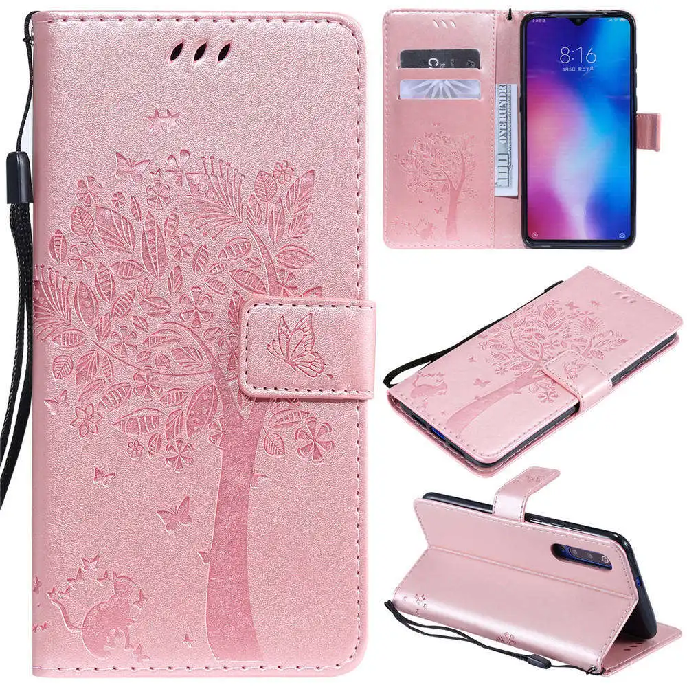 Rose Gold-Tree Кожаный бумажник-книжка чехол для Red mi GO Xiaomi mi Play Poco F1 Card Solt чехол для телефона для Red mi 6 Pro Note 6 7 Pro 3 4X mi 5X8 9 - Цвет: Rose Gold-Tree