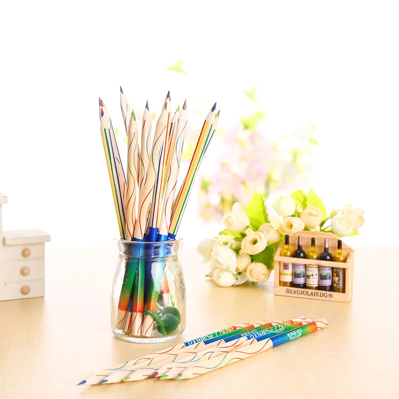 

10 Pcs/Lot Rainbow Color Pencil 4 In 1 Colored Pencils for Drawing Stationery Drawing Office Material School Supplies A6292