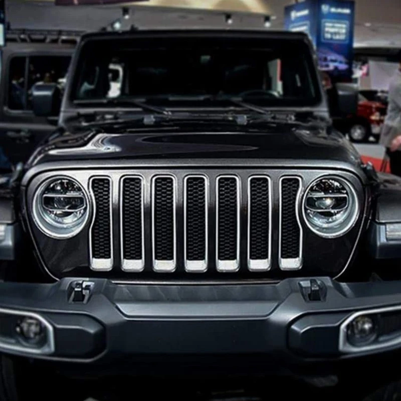 7Psc Серебристая решетка из прочного АБС Пластик для 2018-2019 Jeep Wrangler JL переднего