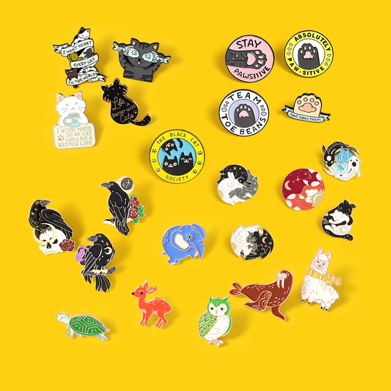 Мультфильм значок с животным штырь отворотом кошек птиц рыб слон &quotлетучая