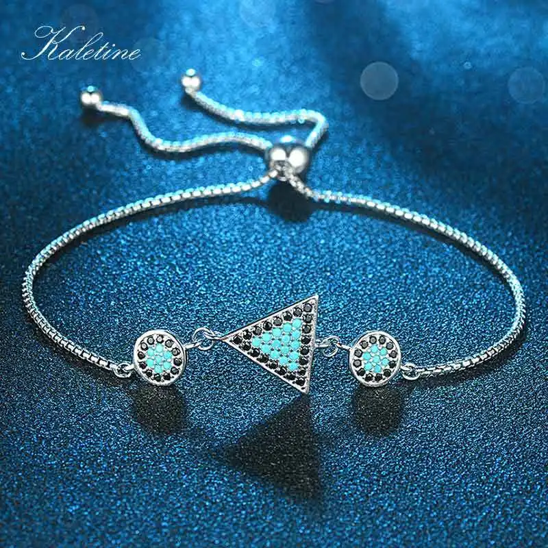 Браслет KALETINE из стерлингового серебра 925 пробы с двумя геометрическими синими