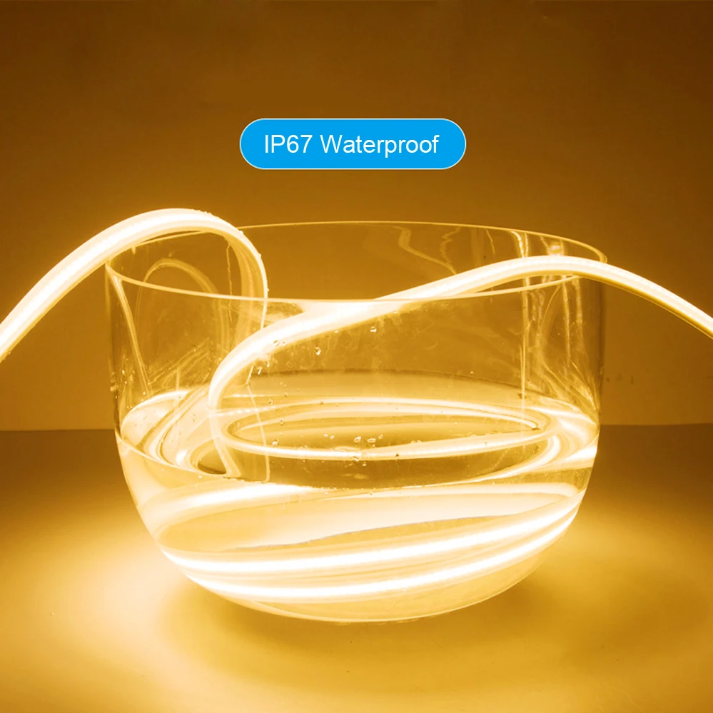 IP67 Waterproof COB LED Strip Light 320 384 528 LEDs 12V 24V High Density Flexible Lights Ra90 9 Colors Tape 5m/lot | Лампы и